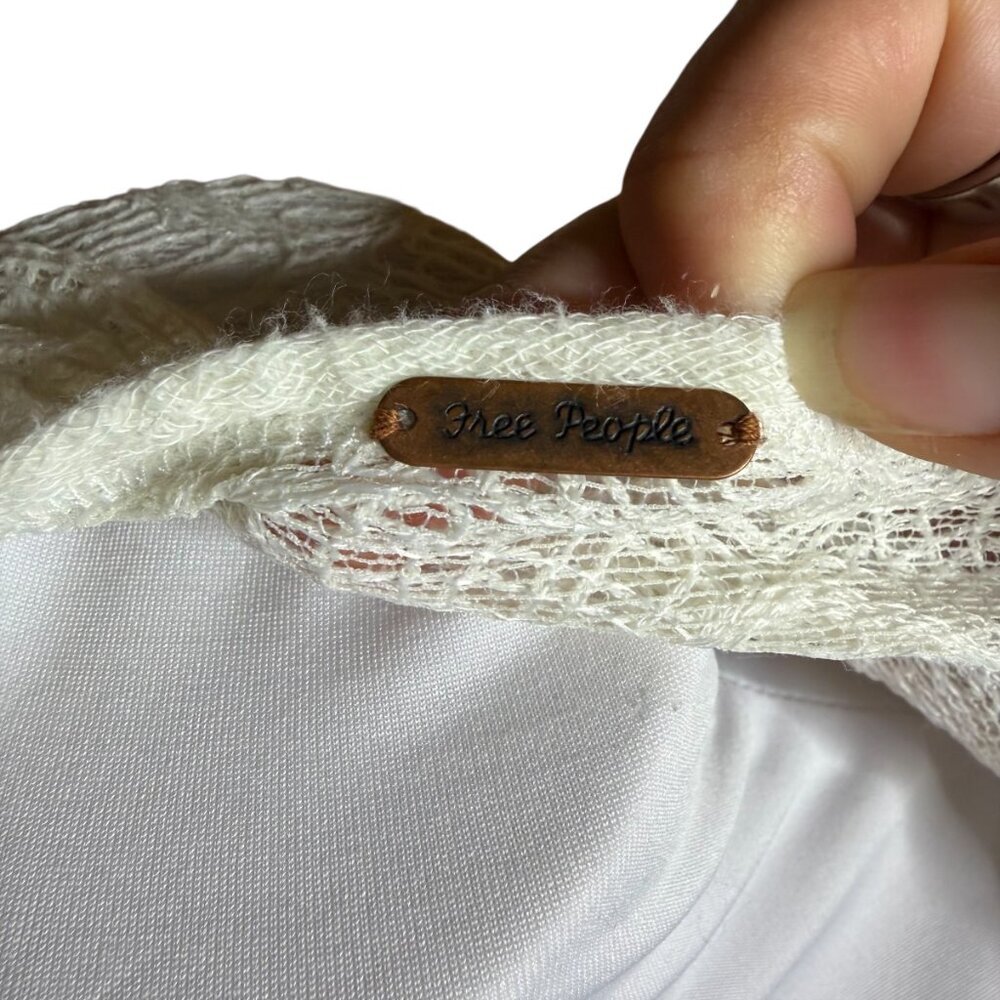 Free People Kristobel Embroidered Yoke ruffle top Eggshell small - Picture 9 of 10